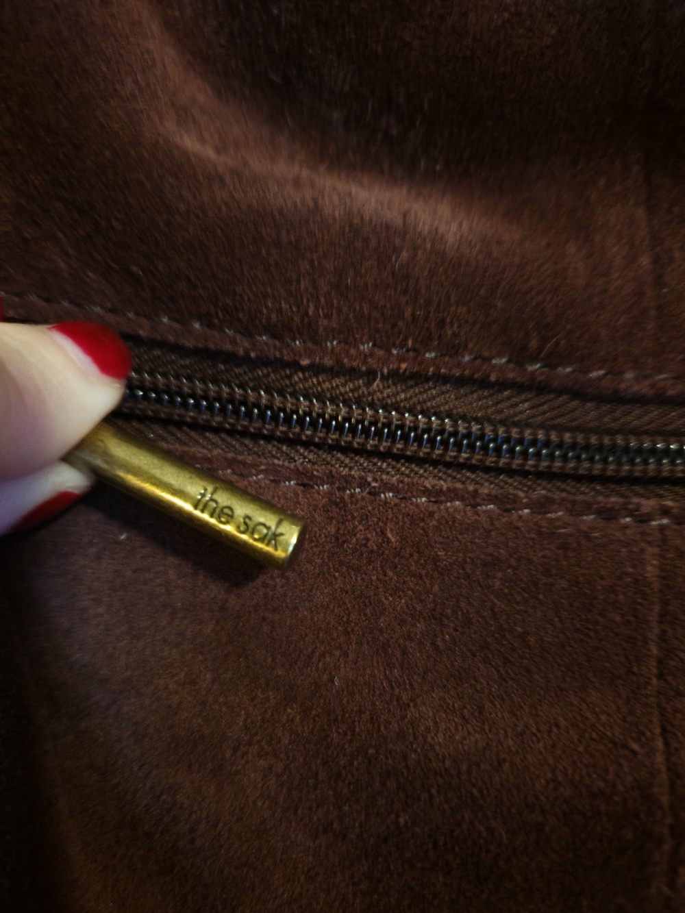 The Sak Los Feliz Large Tote Suede Hobo Bag in Dark Brown - Picture 4 of 16